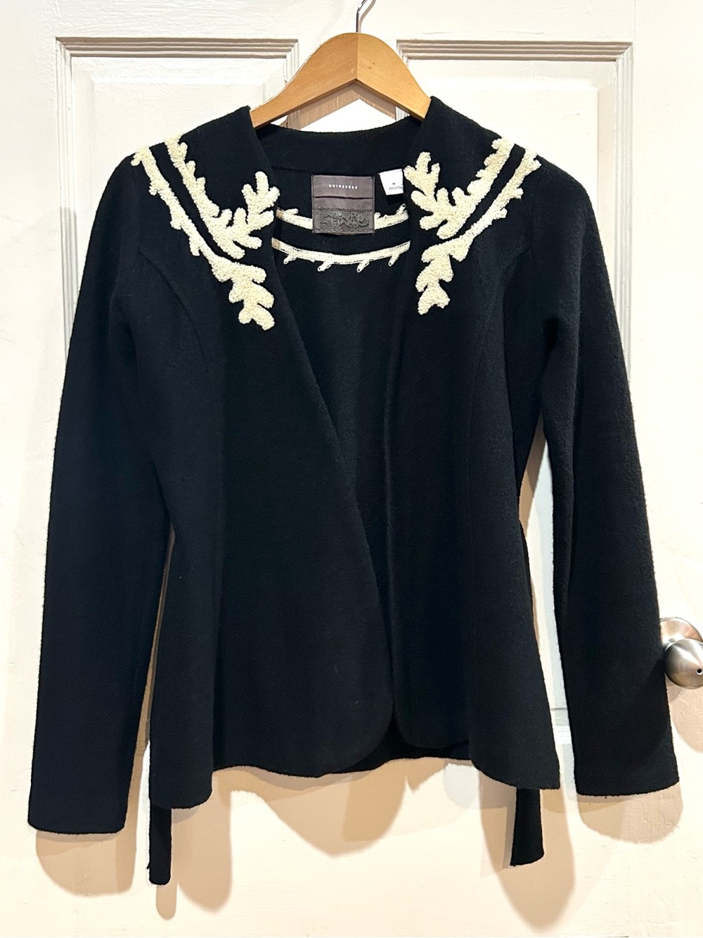 Anthropologie RARE Guinevere Retro 100% Wool Cardigan Dark Academia Artsy XS - Picture 4 of 12